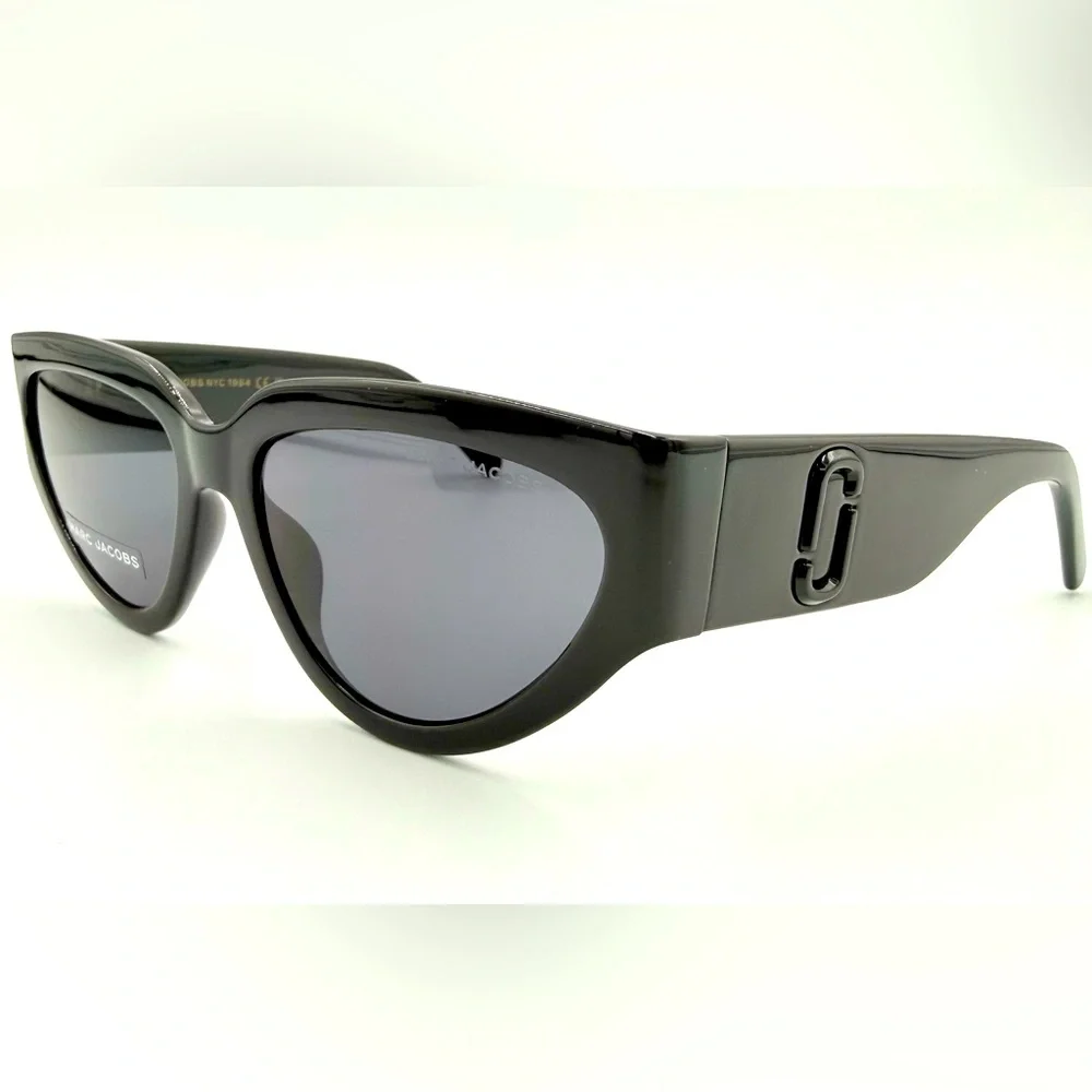 Marc Jacobs Cat Eye Sunglasses 645/s Glossy Black w/ Grey Lens 57m Fashion Frame